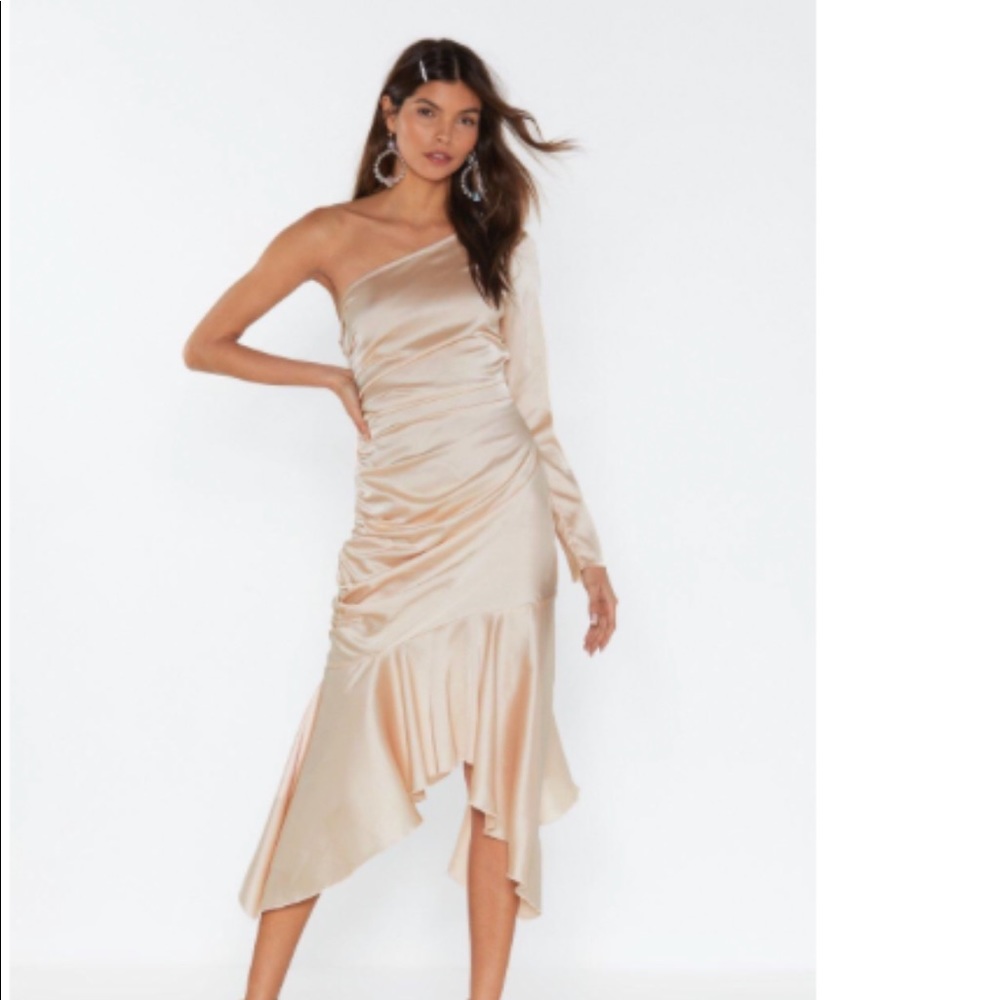 NastyGal Asymmetrical Satin Dress